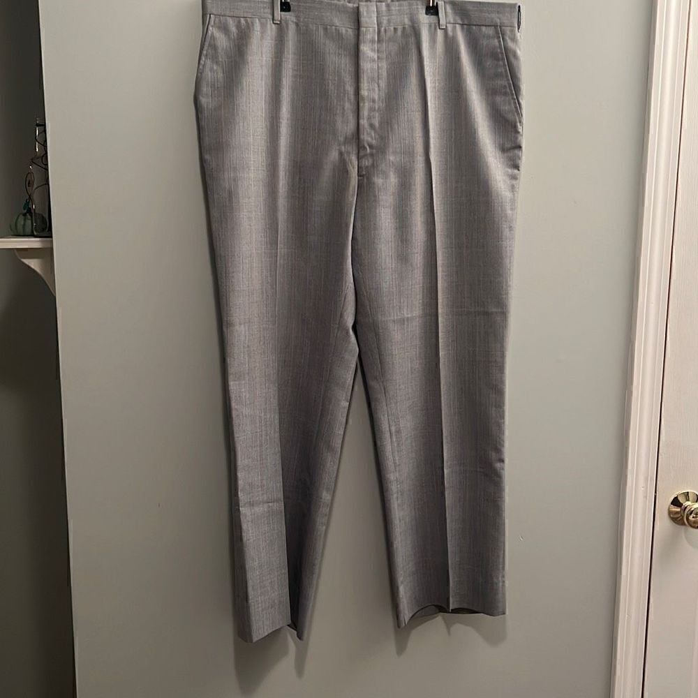 Men's Gray Glen Plaid Flat Front Mid-Rise Dress Pants Size 42